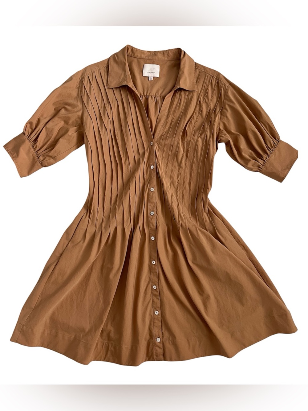 5a7 cinq a sept Pintuck Button-Front Dress in Warm Brown